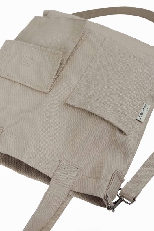 Shoulder Bag with Strap Pocket Detail, CK-20 Stone - 6