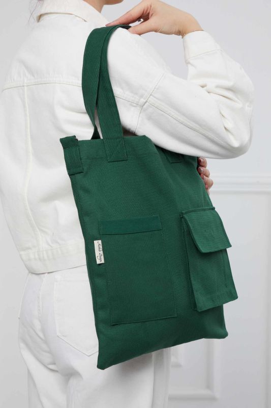 Shoulder Bag with Strap Pocket Detail, CK-20 Green - 3