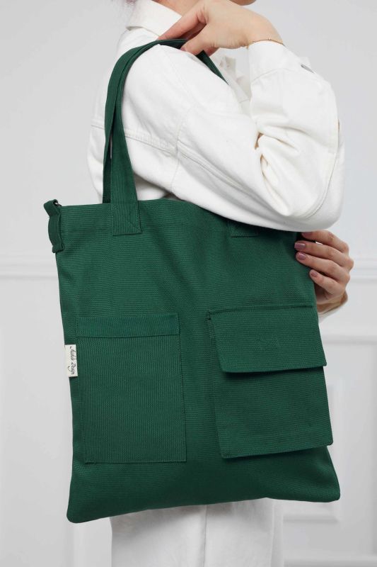 Shoulder Bag with Strap Pocket Detail, CK-20 Green - 8