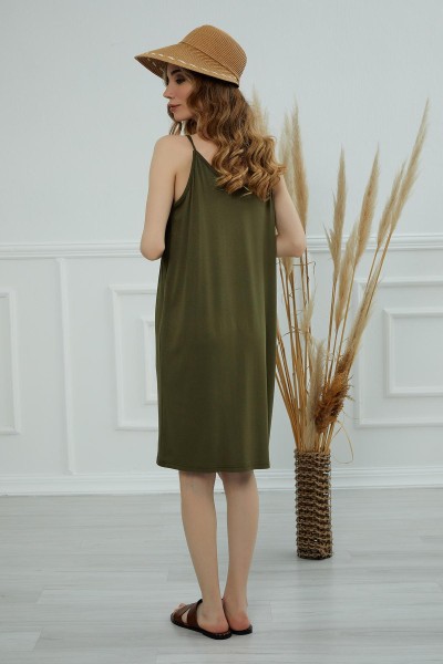 Askılı Kısa Elbise,ELB-5 Haki Yeşili - Thumbnail