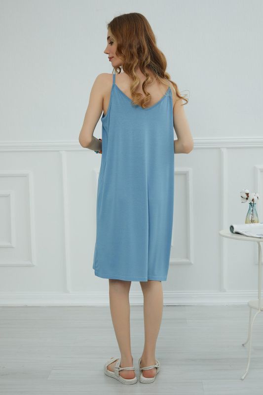 Strappy Short Dress,ELB-5 Blue - 5