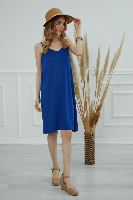 Strappy Short Dress,ELB-5 Saks Blue - 4