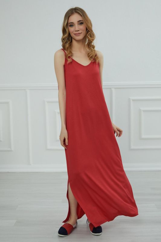 Strappy Long Dress,ELB-6 Red - 3