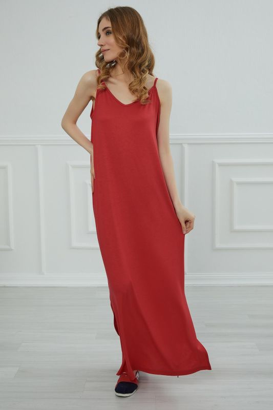 Strappy Long Dress,ELB-6 Red - 6