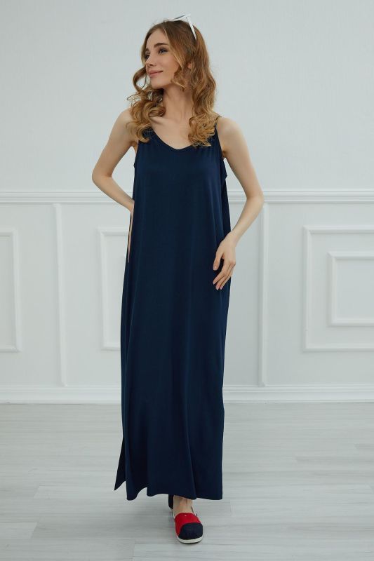 Askılı Uzun Elbise,ELB-6 Lacivert - 7