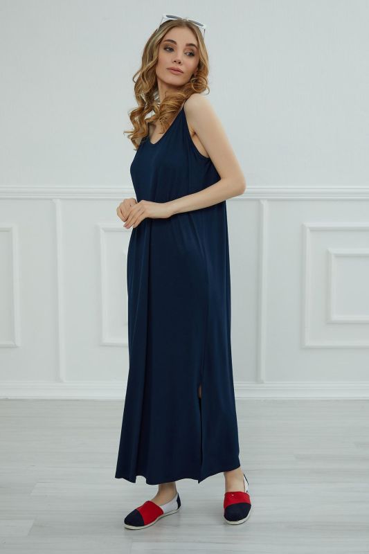 Askılı Uzun Elbise,ELB-6 Lacivert - 8