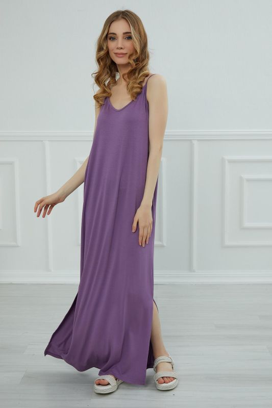 Askılı Uzun Elbise,ELB-6 Lila - 1