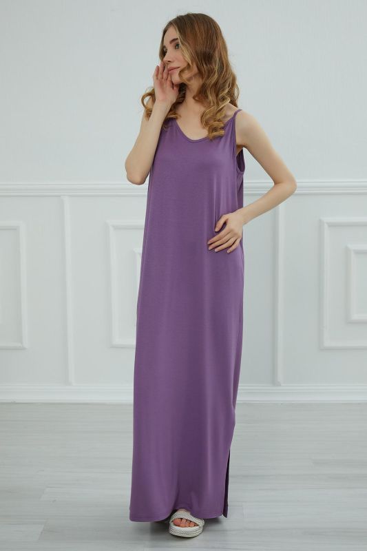 Askılı Uzun Elbise,ELB-6 Lila - 5