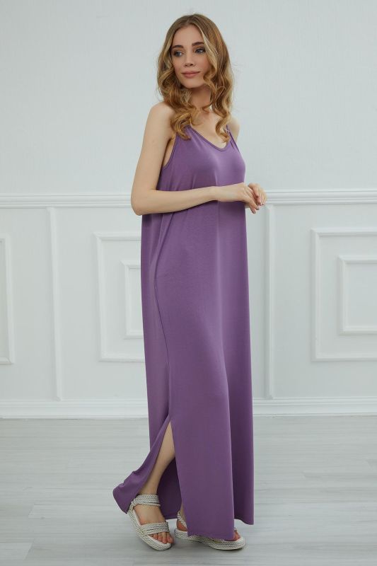 Askılı Uzun Elbise,ELB-6 Lila - 7