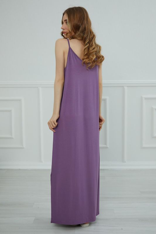 Askılı Uzun Elbise,ELB-6 Lila - 8