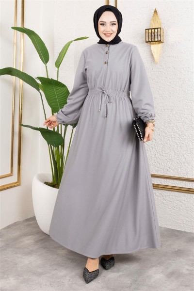 AYM - Bade Büzgülü Elbise GRİ