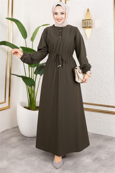 AYM - Bade Büzgülü Elbise HAKİ