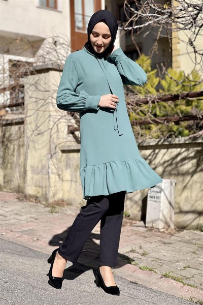 Balon Kol Aerobin Tunik ÇAĞLA YEŞİLİ - Thumbnail