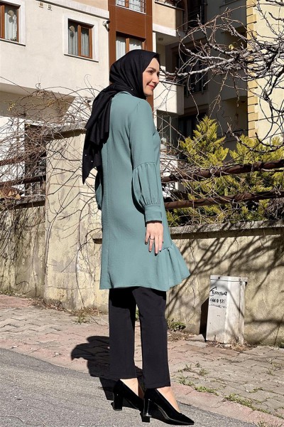 Balon Kol Aerobin Tunik ÇAĞLA YEŞİLİ - Thumbnail