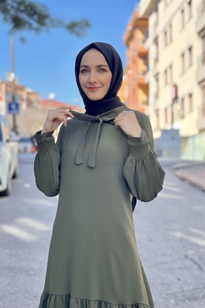 Balon Kol Aerobin Tunik HAKİ - Thumbnail