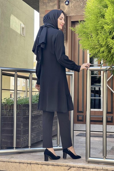 Balon Kol Aerobin Tunik SİYAH - Thumbnail