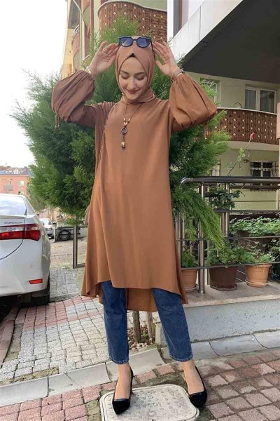 Balon Kol Kolye Detaylı Tesettür TABA - Thumbnail