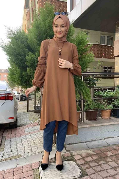 Balon Kol Kolye Detaylı Tesettür TABA - Thumbnail