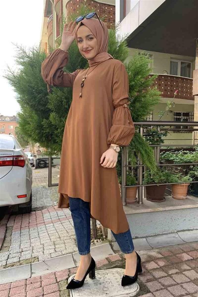 Balon Kol Kolye Detaylı Tesettür TABA - Thumbnail