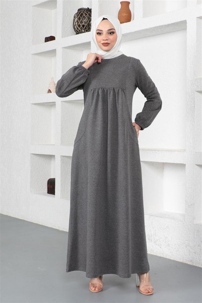 Balon Kol Spor Elbise ANTRASİT - Thumbnail