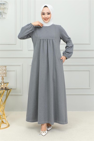 MG - Balon Kol Spor Elbise GRİ