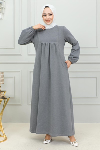 Balon Kol Spor Elbise GRİ - Thumbnail