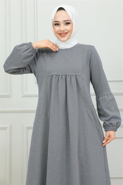 Balon Kol Spor Elbise GRİ - Thumbnail