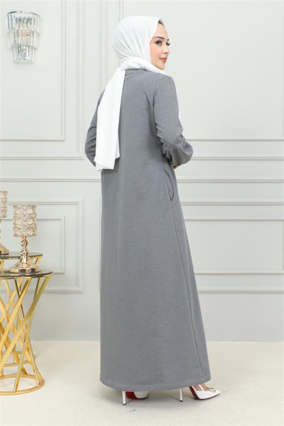 Balon Kol Spor Elbise GRİ - Thumbnail