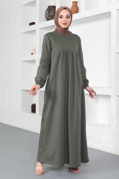 Balon Kol Spor Elbise HAKİ - Thumbnail