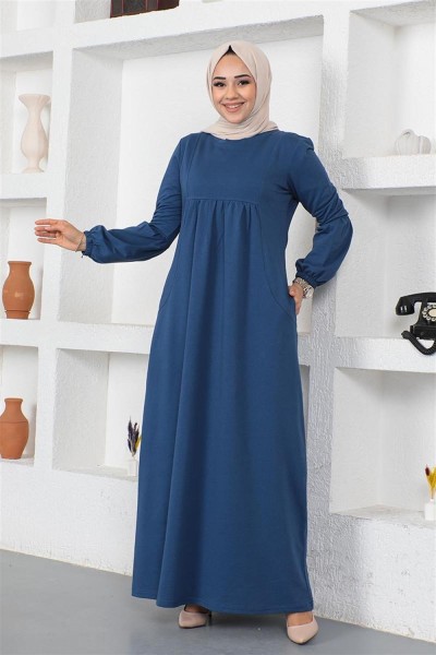 MG - Balon Kol Spor Elbise İNDİGO