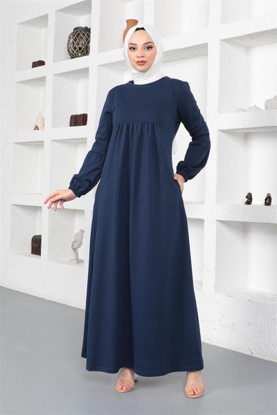 MG - Balon Kol Spor Elbise LACİVERT