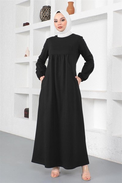 Balon Kol Spor Elbise SİYAH - Thumbnail