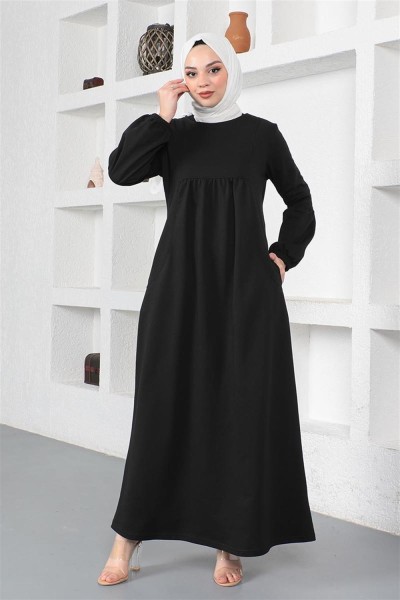 Balon Kol Spor Elbise SİYAH - Thumbnail