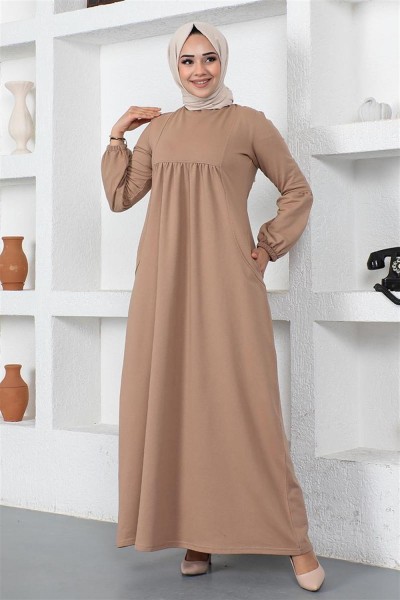 Balon Kol Spor Elbise VİZON - Thumbnail