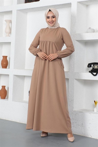 Balon Kol Spor Elbise VİZON - Thumbnail