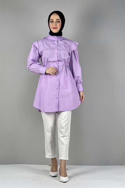 KLC - Bel Ve Yaka Detaylı Tunik LİLA