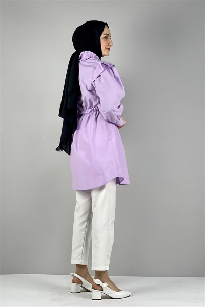 Bel Ve Yaka Detaylı Tunik LİLA - Thumbnail