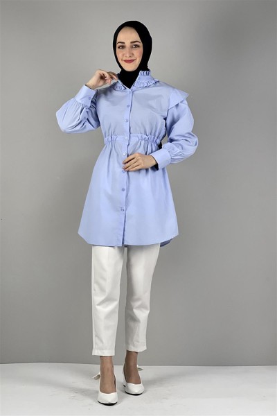 KLC - Bel Ve Yaka Detaylı Tunik MAVİ