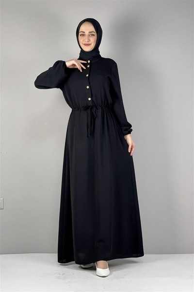 Belden Bağcıklı Aerobin Elbise SİYAH - Thumbnail