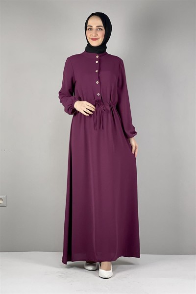 Belden Bağcıklı Aerobin Elbise VİŞNE - Thumbnail