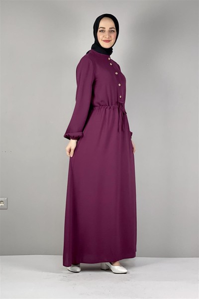 Belden Bağcıklı Aerobin Elbise VİŞNE - Thumbnail