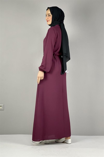 Belden Bağcıklı Aerobin Elbise VİŞNE - Thumbnail