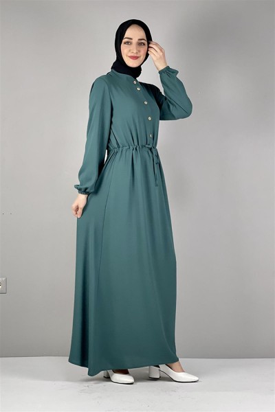 Belden Bağcıklı Aerobin Elbise ZÜMRÜT YEŞİLİ - Thumbnail