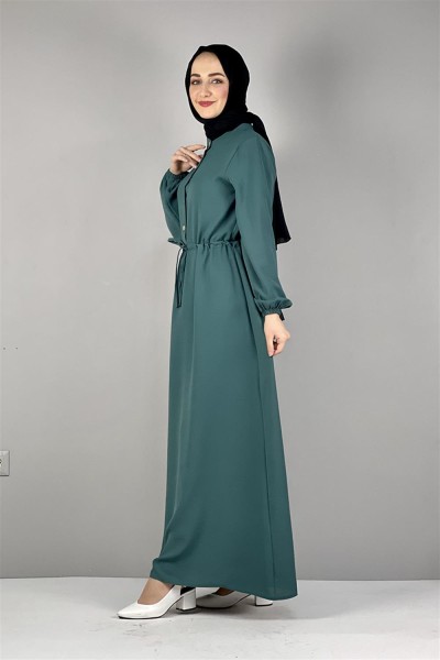 Belden Bağcıklı Aerobin Elbise ZÜMRÜT YEŞİLİ - Thumbnail