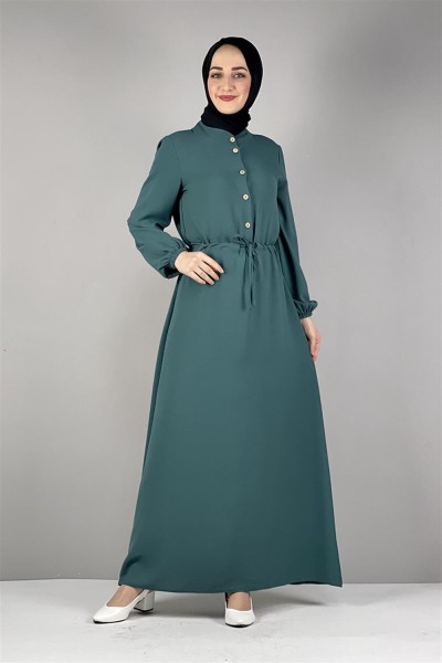 Belden Bağcıklı Aerobin Elbise ZÜMRÜT YEŞİLİ - Thumbnail