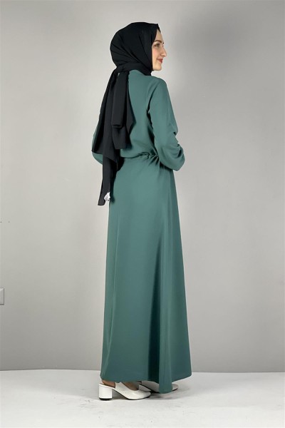 Belden Bağcıklı Aerobin Elbise ZÜMRÜT YEŞİLİ - Thumbnail