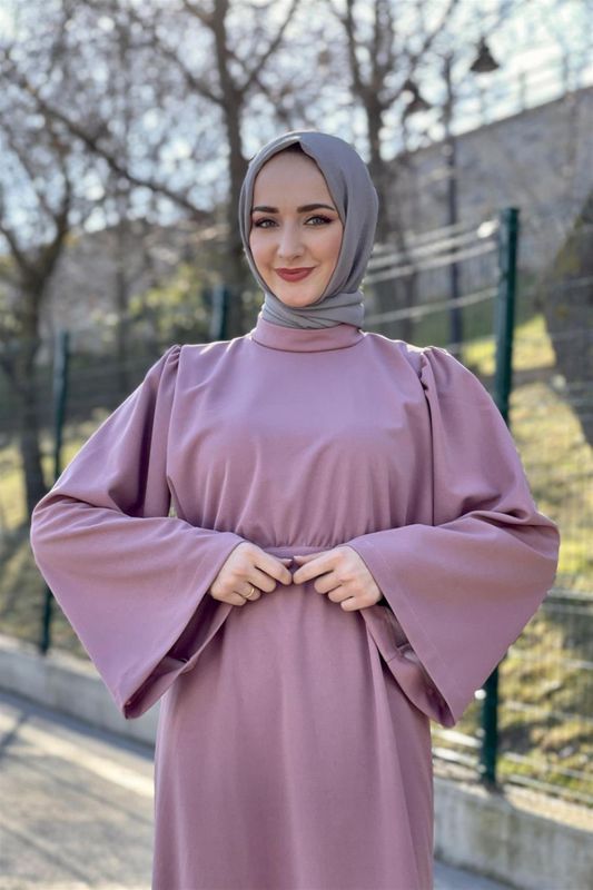 Belden Bağlamalı Elbise PUDRA - 1