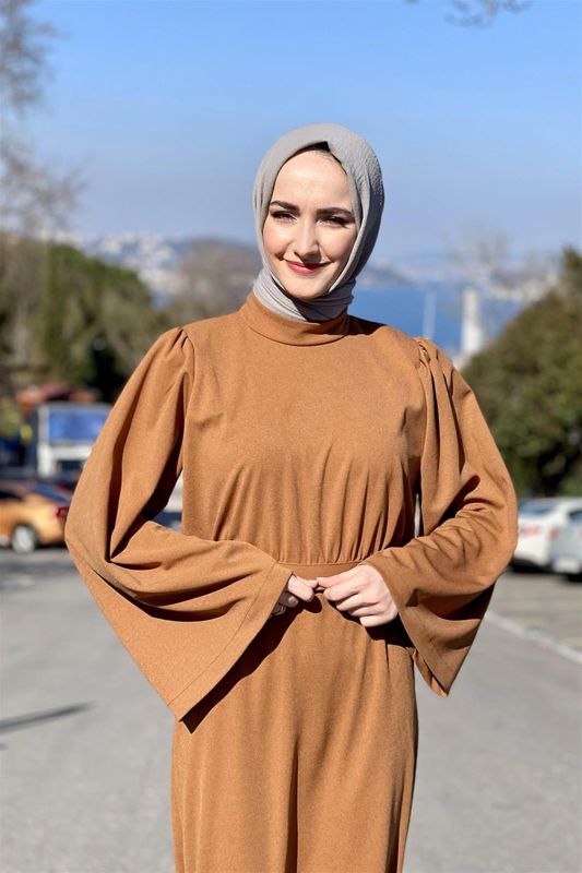 Belden Bağlamalı Elbise TABA - 4