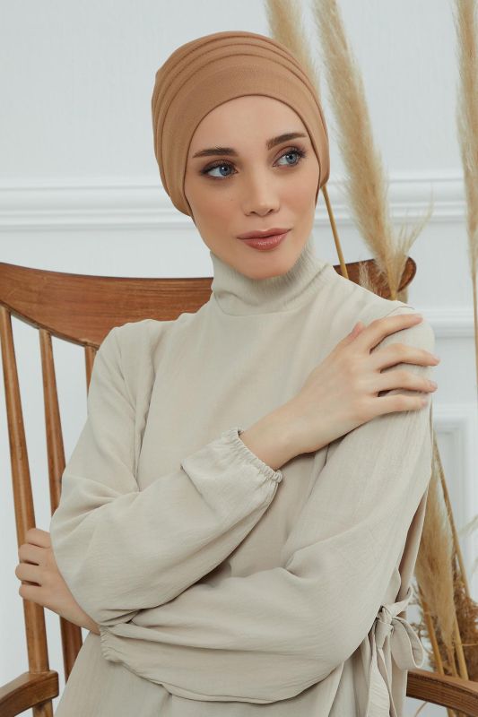 Bere Model Tesettür Bone,B-34 Açık Kahverengi - 1