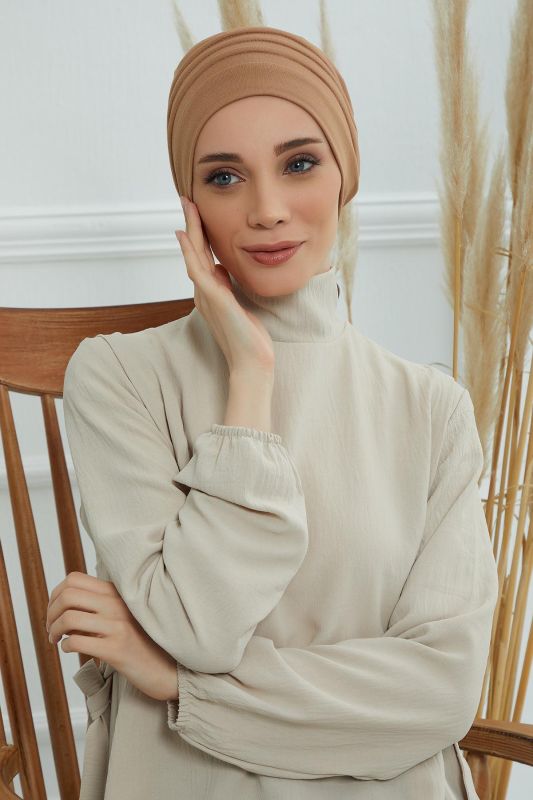Bere Model Tesettür Bone,B-34 Açık Kahverengi - 3